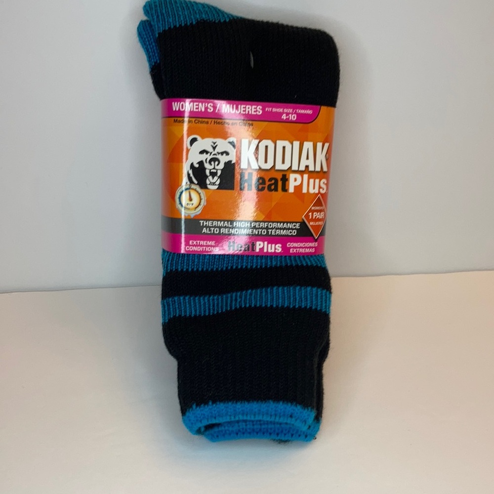Kodiak Heat Plus Women's Socks Blue Stripe Black Warm Winter Thermal